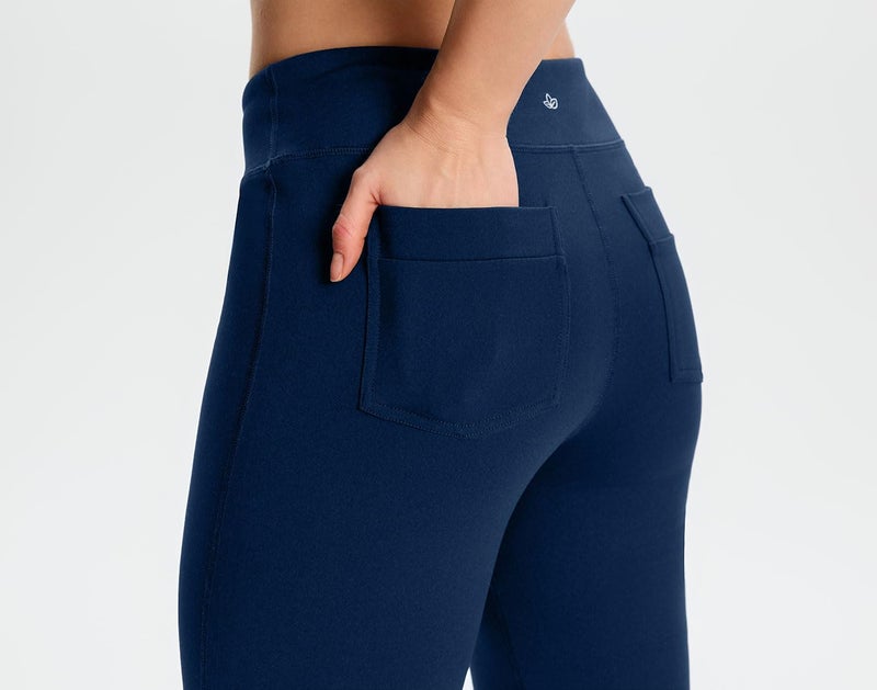Yogipace Petite Women's Bootcut Yoga Pants with Back Pockets,Flare Travel Lounge Pant,27",Navy,Size S - Image 4